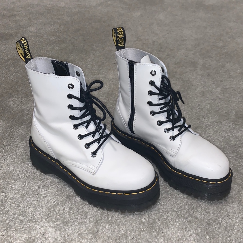 DrMartens Jadon White Leather Platform Boots